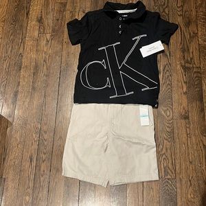 Calvin Klein boys set top and khakis shorts
